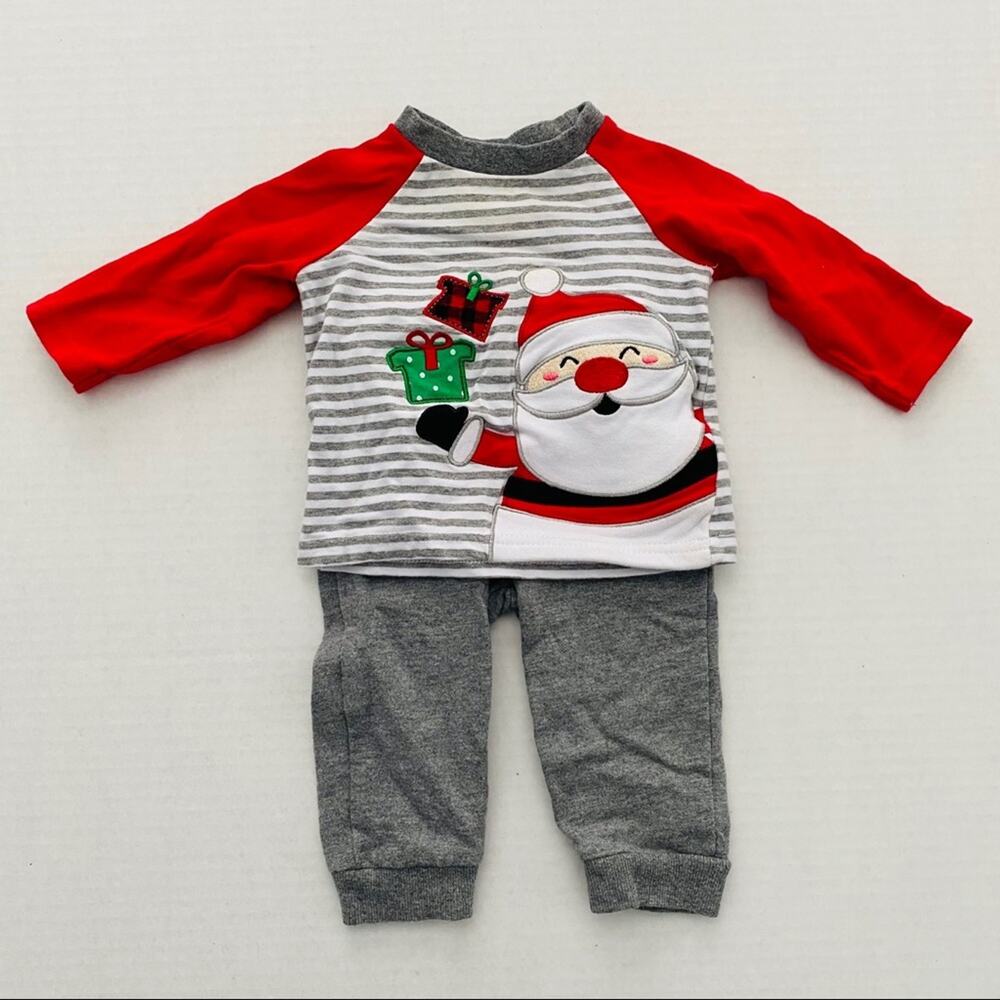 Cuddle Bear | @ Santa Pant Shirt Set 9 mo Stripe